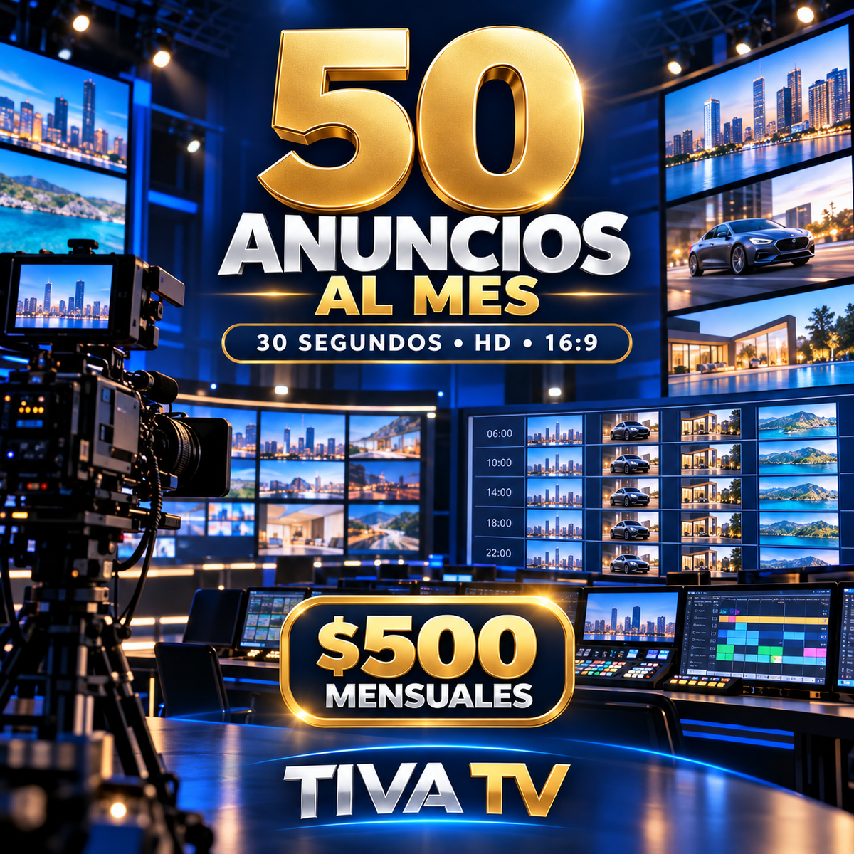 Paquete Mensual de 50 Anuncios en Tiva TV